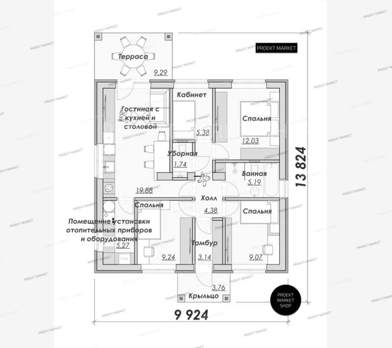Проект дома с 4 спальнями 79 м2 https://proekt-market-shop.ru/