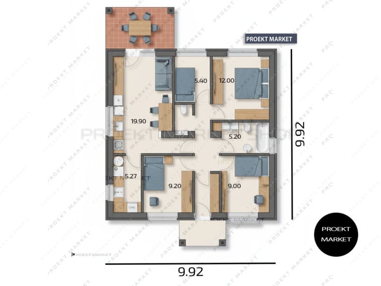 Проект дома с 4 спальнями 79 м2 https://proekt-market-shop.ru/